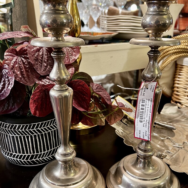 Candleholders 12 In Tall, Pewter