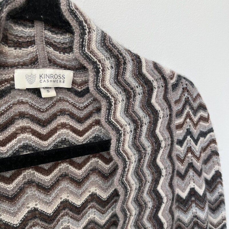 Kinross Cashmere Knit Cardigan, Grey Stripes