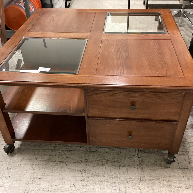 Sq Coffee Table W/ Glass Chic & Cozy Consignment Furniture