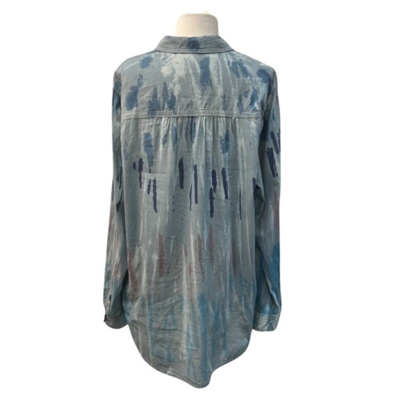 Pilcro Anthropologie Tie Dye Shirt
Color: Ocean, Navy, Teal, and Mauve
Size: XLarge