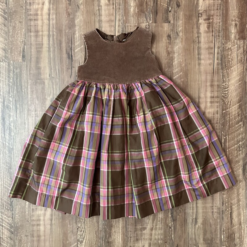 Gap Plaid Velvet Dress, Brown, Size: Toddler 3t
