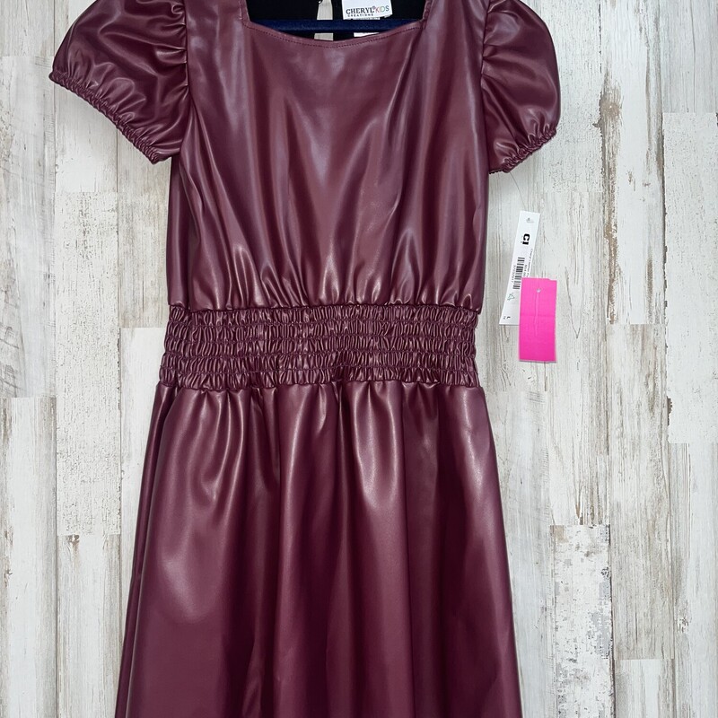 NEw 16 Leather Puff Sleev, Maroon, Size: Girl 10 Up