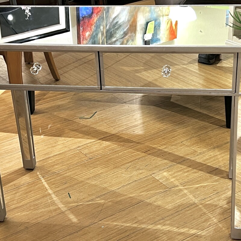 Desk/Vanity 2 Drawers, Mirror, Size: 40x18x29