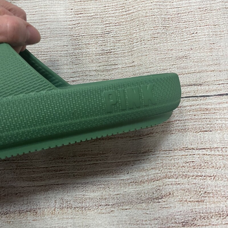 PINK Kelly Green flip flops shoes  Size: 9/10