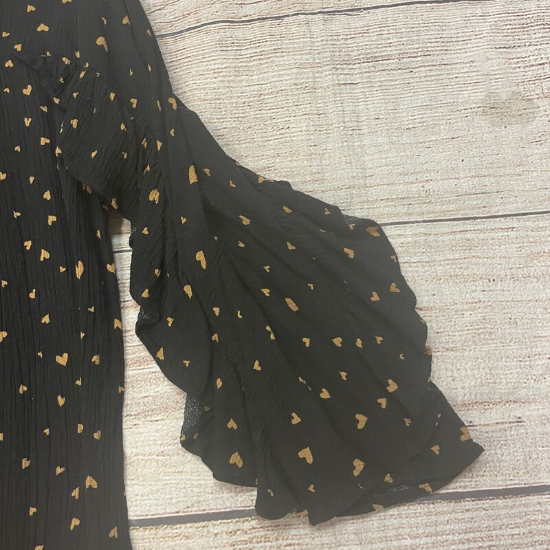 Lauren Conrad black top with gold hearts 3/4  bell sleeves small ruff on the back. super cute