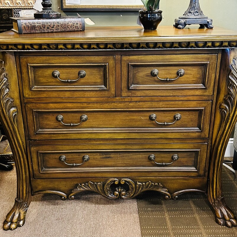 Carved Wood Footed Chest