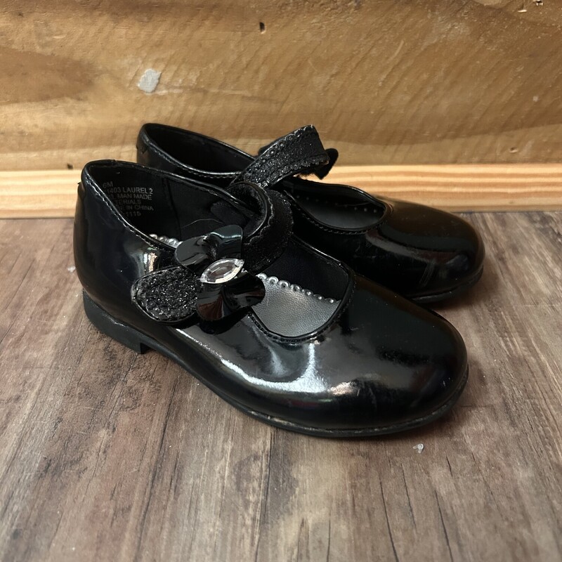 Rachel Tot Patent MJs, Black, Size: Shoes 6