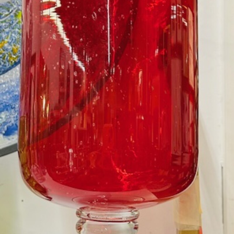 Bubble Glass Pedestal Vase
Red Clear
Size: 6 x 12.5H