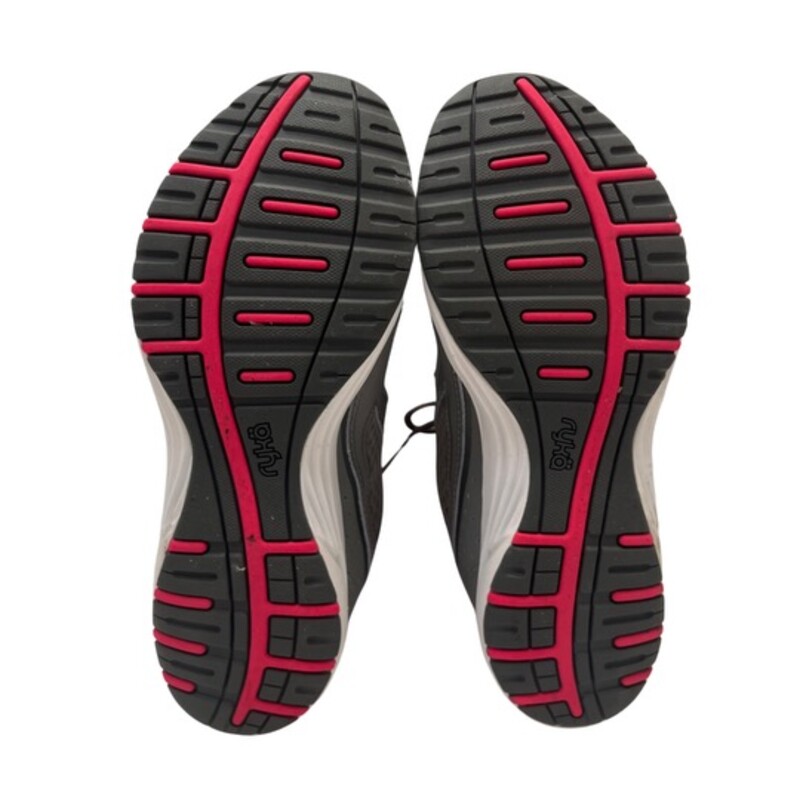 Ryka Dash 3 Walking Shoe<br />
Build with a narrower heel, roomier toe, and softer foot cushioning<br />
Lightweight breathable mesh, leather and faux leather overlays for extra durability, + Padded collar for extra cushioning<br />
Gray and Pink<br />
Size: 8.5 Wide