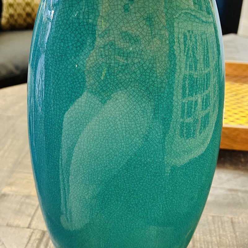 Fine Crackled Ceramic Vase
Blue Aqua Size: 6.5 x 14H