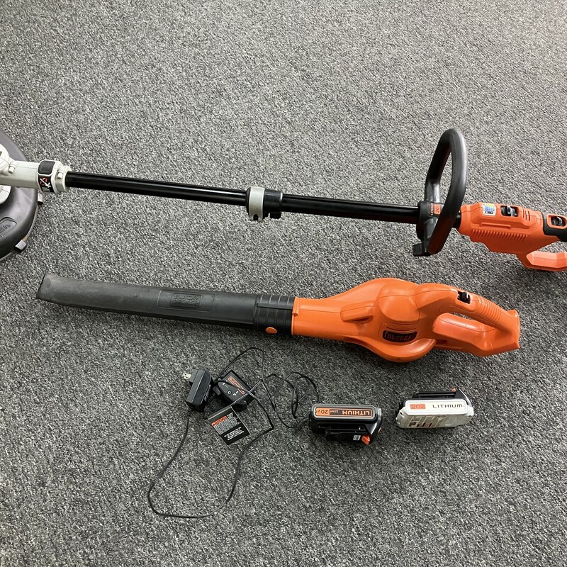 Blower StringTrimmer Combo, 20V, B&D

Blower, String Trimmer, two (2) 20V Li Ion batteries and charger