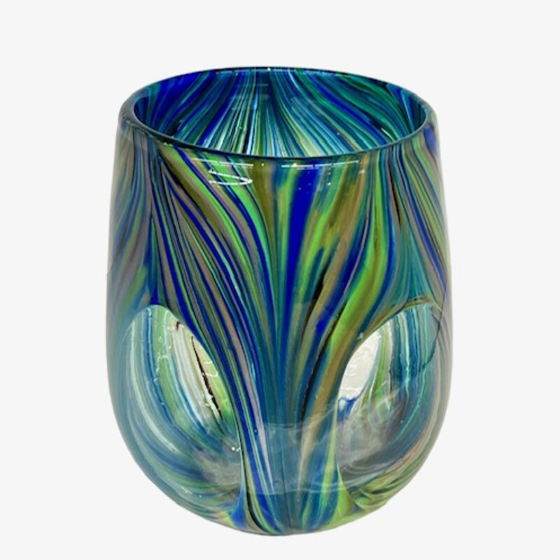 Vase Swirled Clear Glass
Blue Green
Size: 6 dia x 7 h