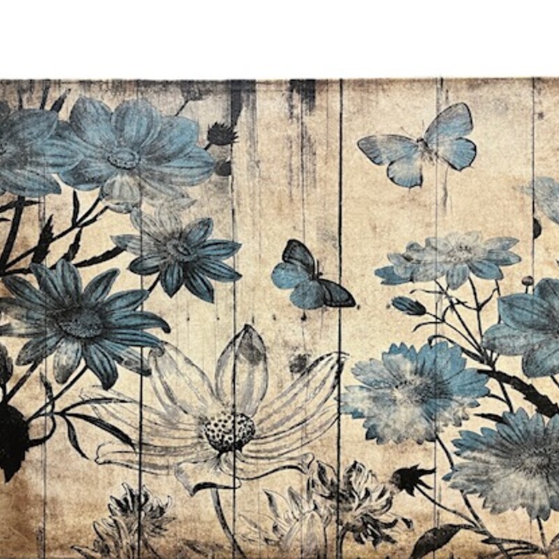 Butterfly Floral Canvas
Tan Blue Brown
Size: 40x30H