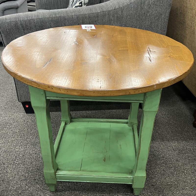 Green/Oak Side Table