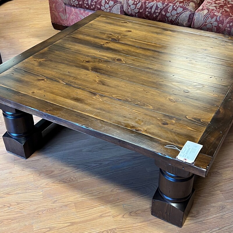 Wood Coffee Table, Dark Stain
48in x 48in x 18in