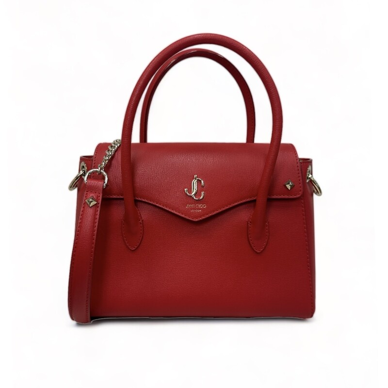 Jimmy Choo Lady Bag Red Handbag<br />
<br />
2022 SS<br />
<br />
Leather Bag with removable chain crossbody<br />
<br />
Width: 10.3 inches<br />
<br />
Height: 7.5 inches<br />
<br />
depth: 4 inches<br />
<br />
Color: Red