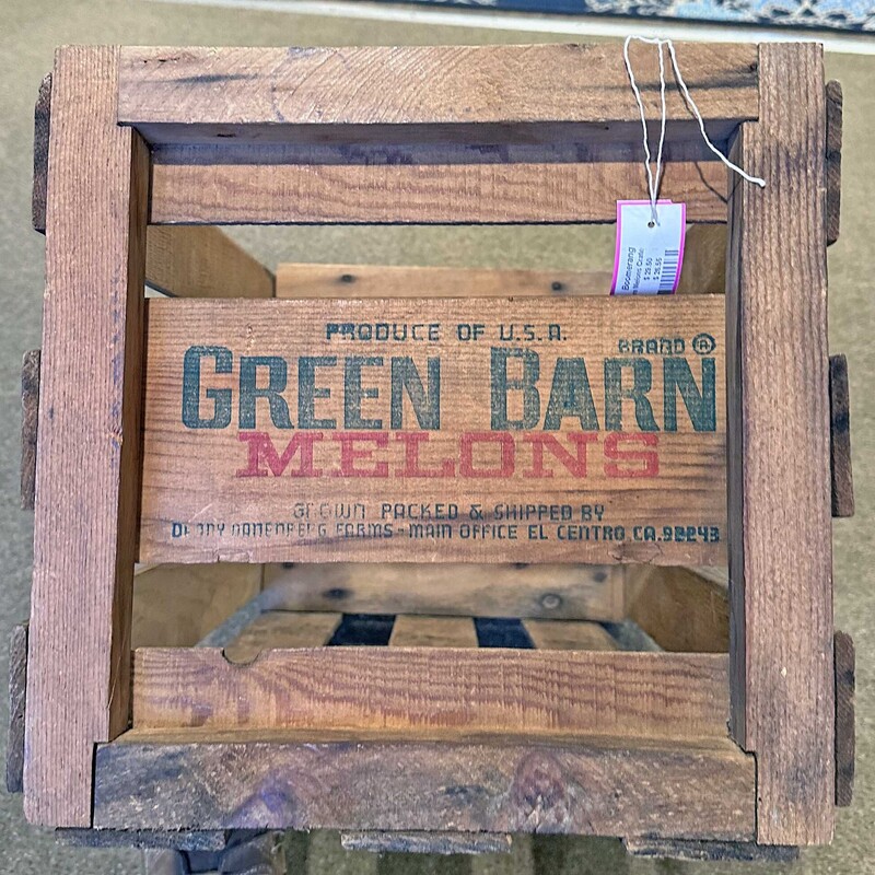 Green Barn Melons Crate
24.5 Wide x 13.5 Deep x 13.5 Tall.