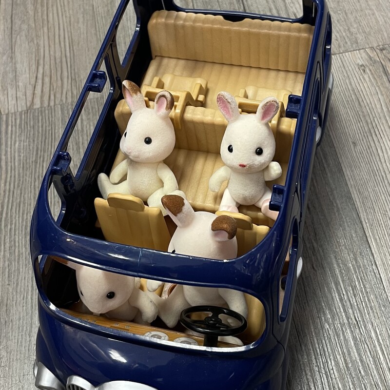 Calico Critters Seven Seater
Includes four bunnies.
 Blue, Size: 3Y