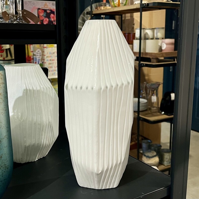 Tall White Vase, None, Size: 12 In High