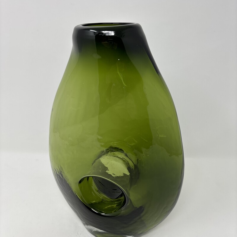 Glass Vase, Green, Size: 10.5 In