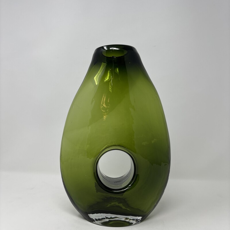Glass Vase, Green, Size: 10.5 In