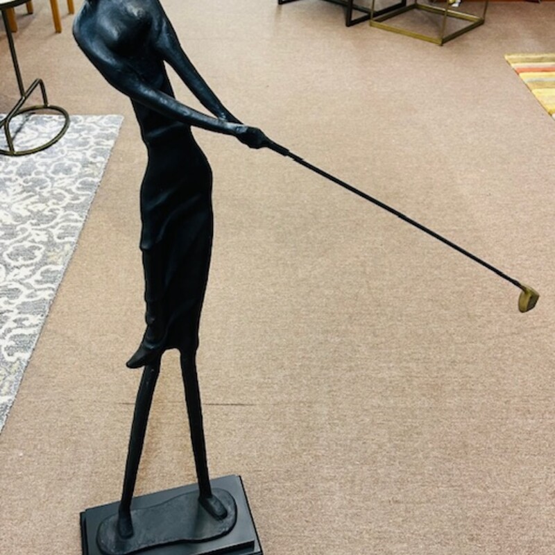 Bronze Woman Golfer Statue
Black Gold Size: 30 x 46H
Golf club is removable
Coordinating man sold separately