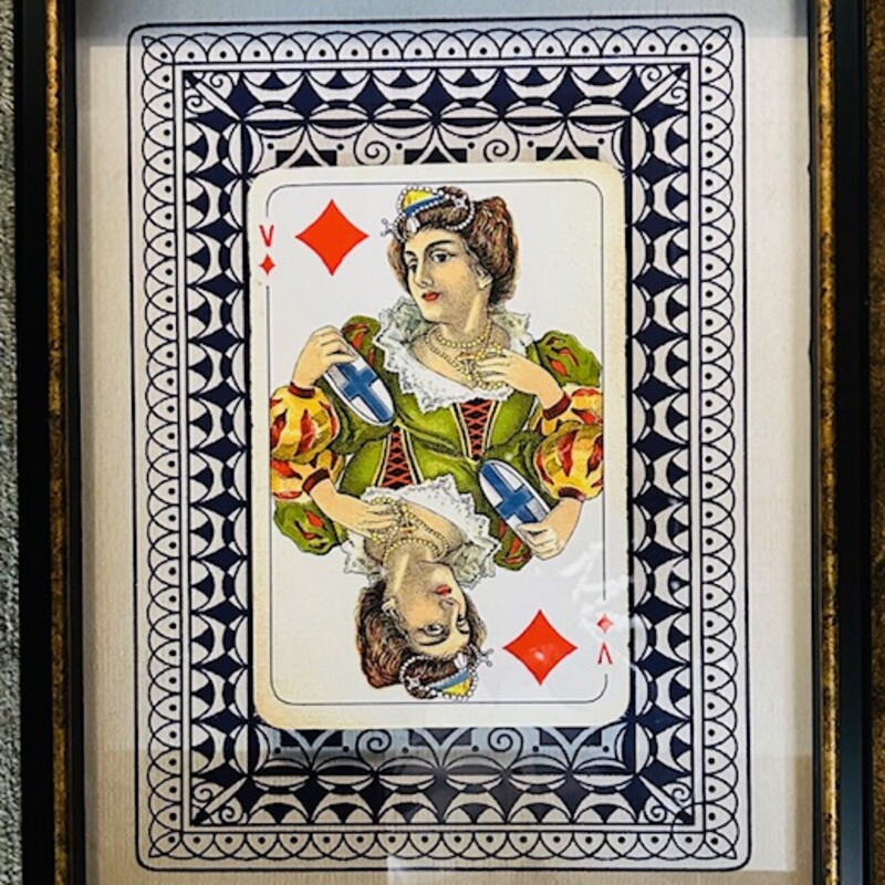 Bourney Queen Of Diamond
Red Navy Green in Black Frame
Size: 16x20H
Purchased at  Pine Tree Barn