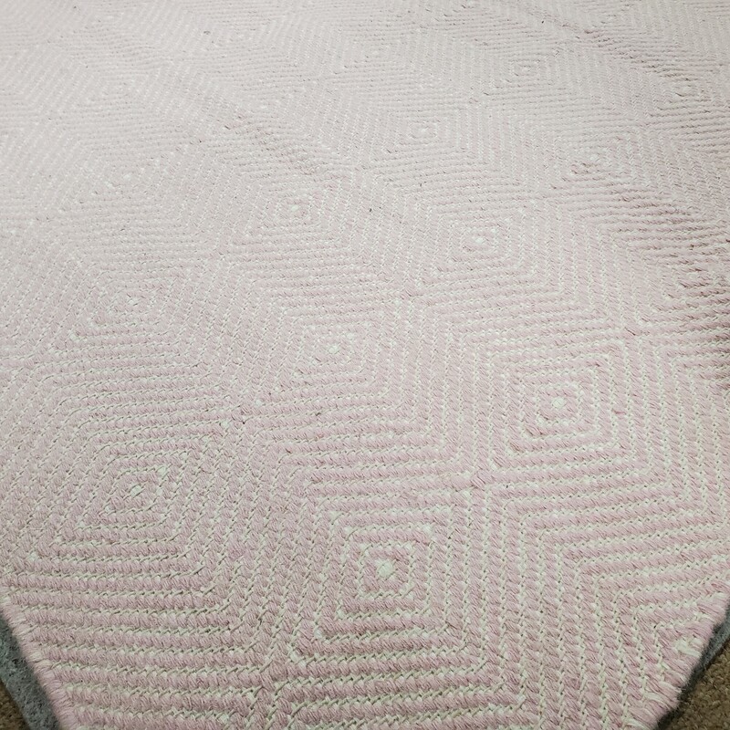 Wool + Cotton Rug, Pink, Size: 5x8
