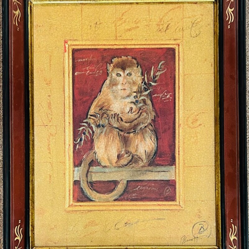Crackled Monkey
Painted Scroll Design Frame
Red Tan
Size: 15.5 x 19.5H