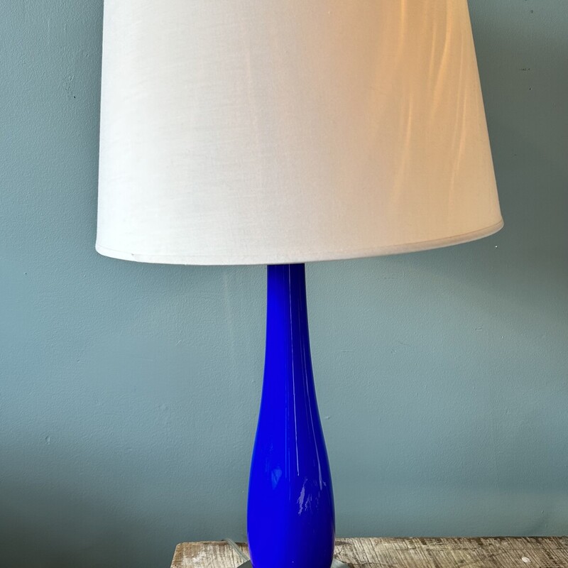 29in Blue Glass Lamp