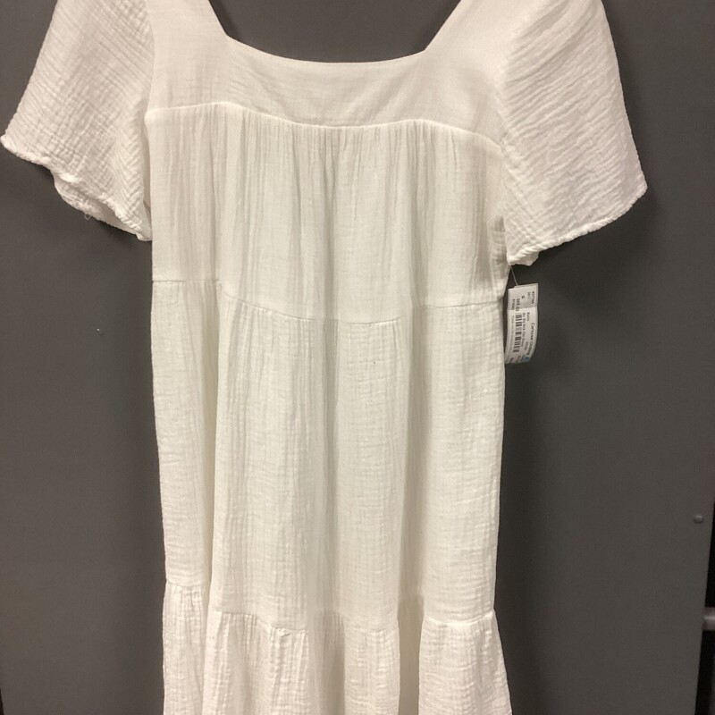 Ss Sq Nck Ctn Dress, White, Size: Xsmall