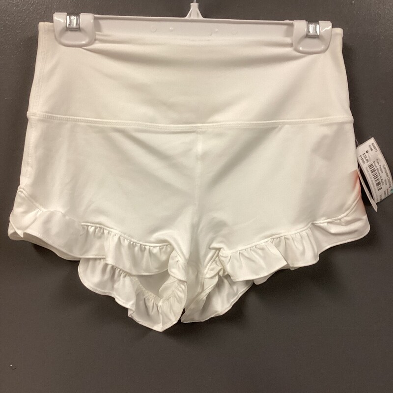 Short Shorts W Ruffle, White, Size: Medium