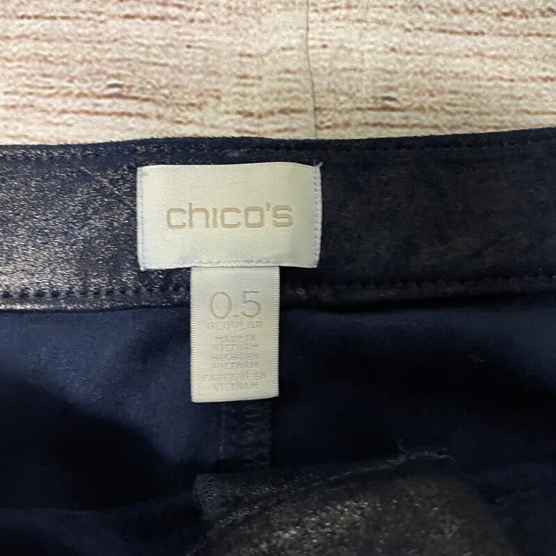 Chicos Pant, Navy metallic sheenpull on pants  Size: Small