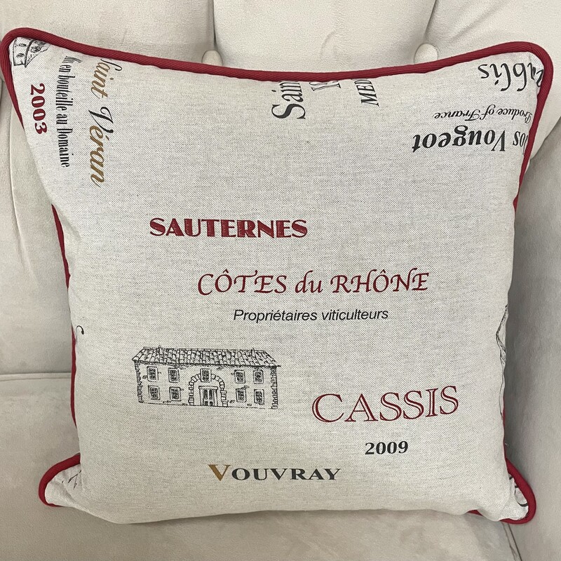 French Wine Down Pillow
Cream Red Black
Size: 16x16W