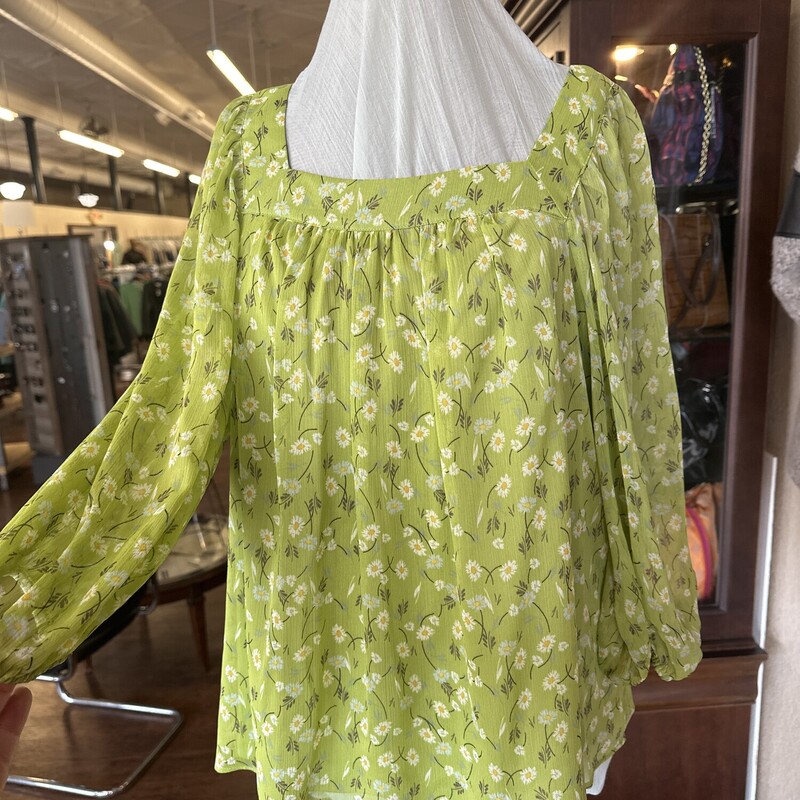 New With Original Tags: Lauren Conrad Top, Green With Flowers, Size: M<br />
All sales are final.<br />
Pick up in store within 7 days of purchase or have it shipped.