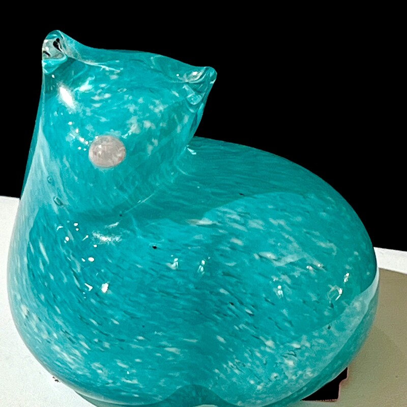 Figurine Cat Glass, Teal,
Size: 3x3