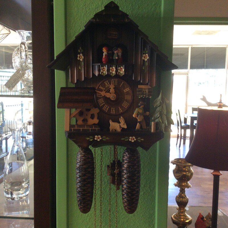 As is Bavarian Cuckoo Clock, Cute decorative piece however it doesn't work.   Brown, Size: 11x18