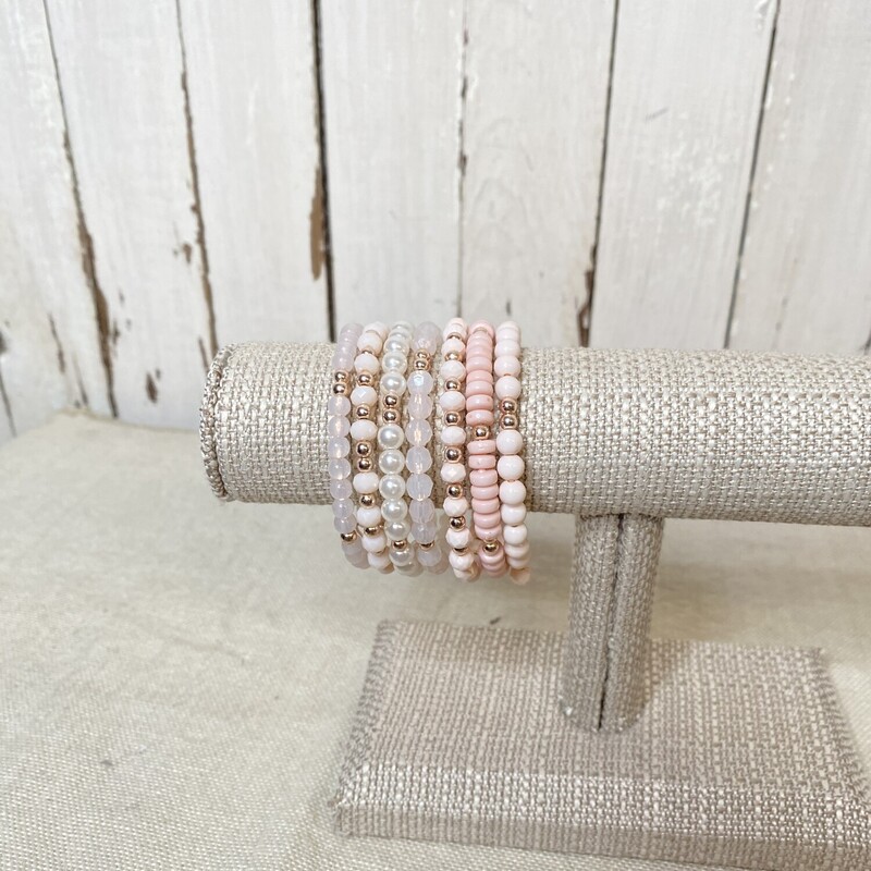 Layered Beaded Bracelet, Pink, Size: None