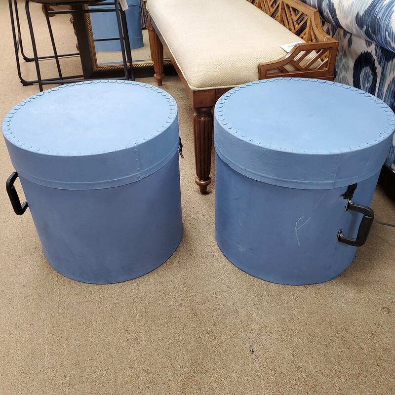 Pair VNT Hat Boxes, Blue, Size: 19x18