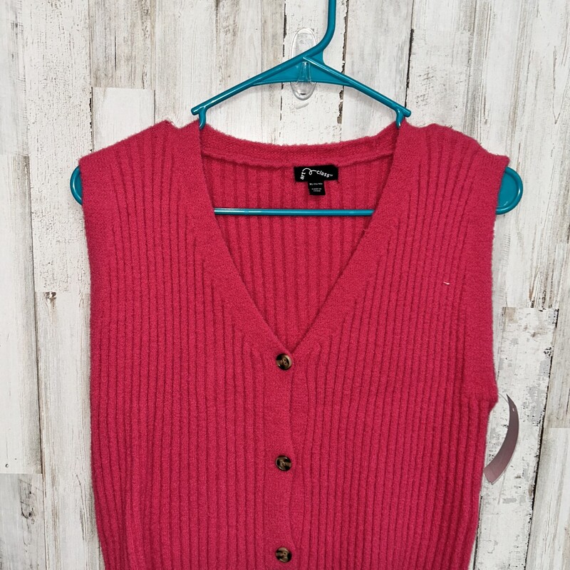 14/16 Pink Button Knit Ve, Pink, Size: Girl 10 Up