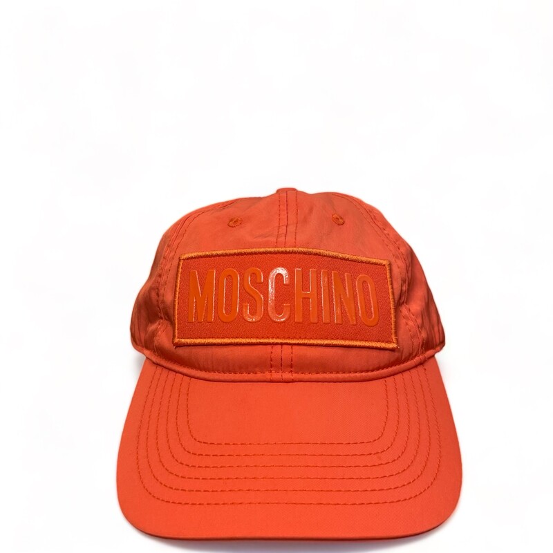 Moschino baseball hat features tonal logo patch at front
Top button at crown
Embroidered eyelets
Six-panel construction
Stitched brim
Adjustable logo strap at back
Polyamide
Made in Italy
Size: Adjustable