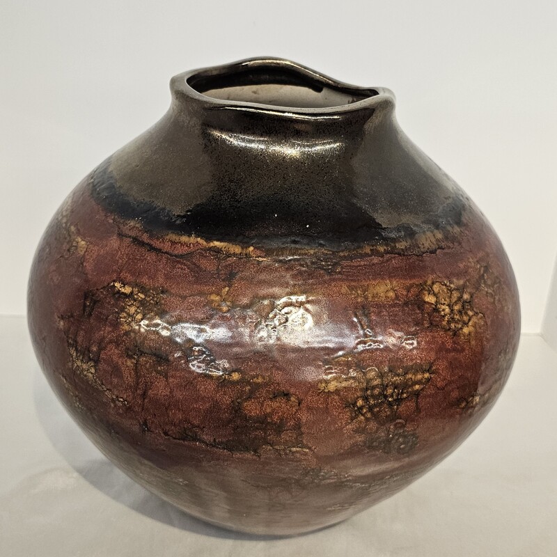Ceramic Crackle Metallic Top Vase
Red, Gold, Blue
 Size: 10x10.5GH