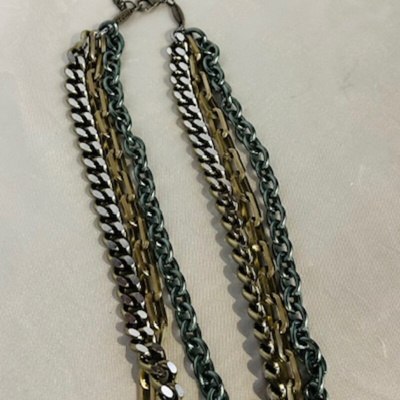 Sabika Multi Chain Necklace
Gold Silver Green Size: 20.5L
