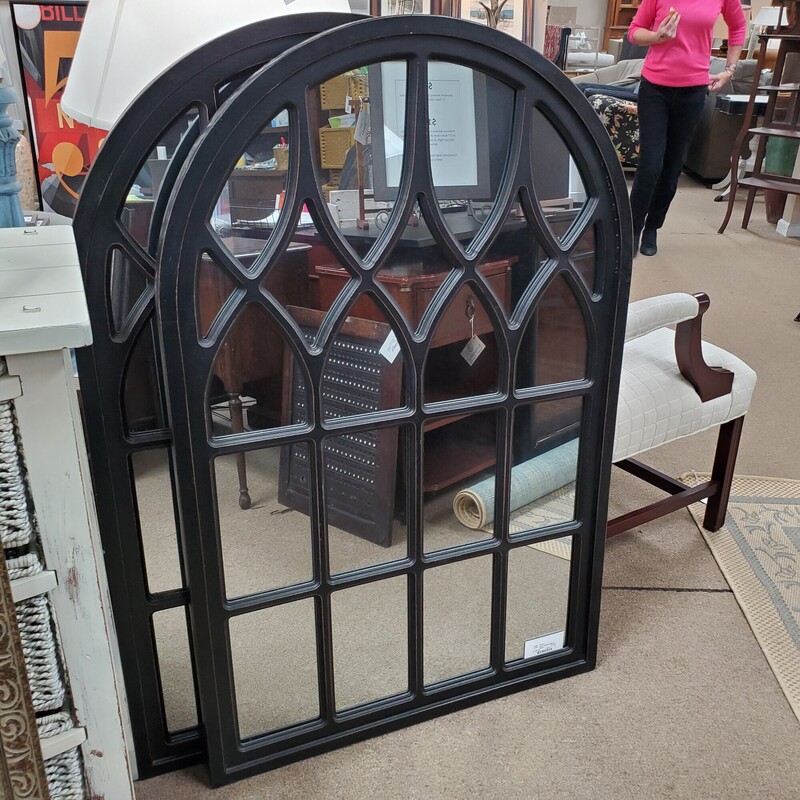 Arch Window Mirror, Black, Size: 31x48