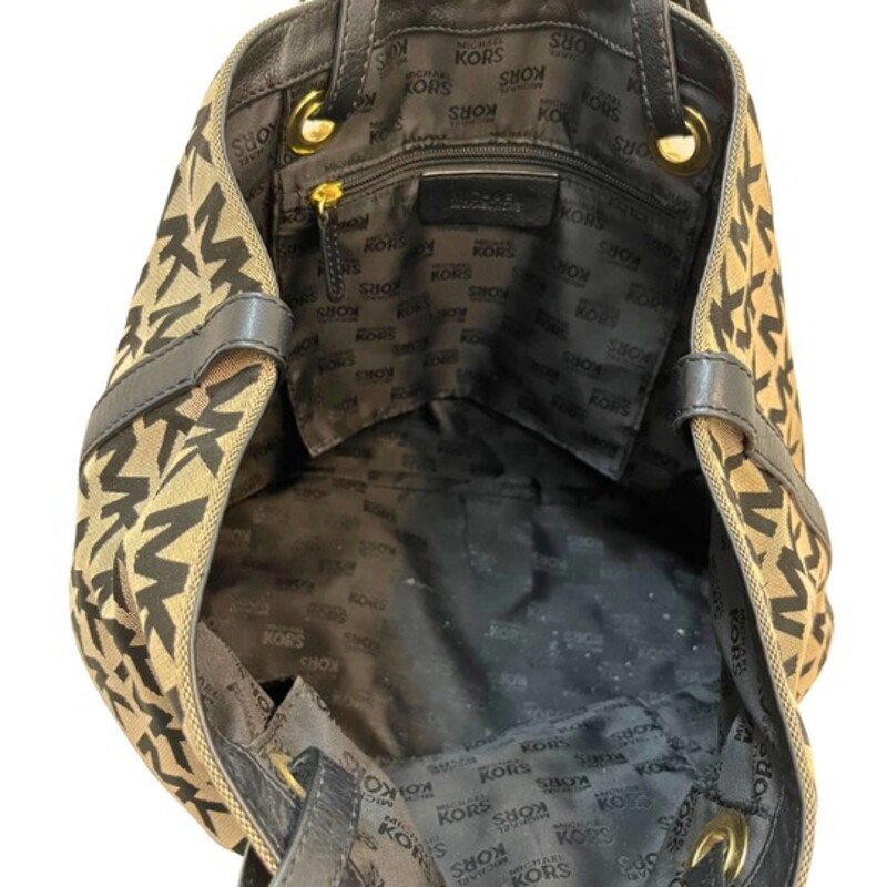 Michael Kors Jet Set Grab Bag
MK Signature Jacquard
Leather Trim
Color: Beige, and Black
16(L) x 11.5 (H) x 6.5 (D)

Retails: $224