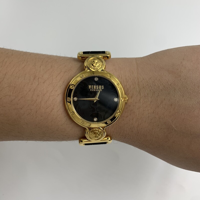 Venus Versace Watch, Blk/gld, Size: O/S