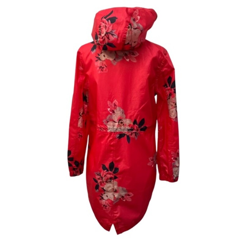 Joules Floral Rain Jacket<br />
Right as Rain Collection<br />
Outwit the Weather<br />
Hooded with Adjustable Cinch Waist<br />
Packable<br />
Rose with Navy, Pink, Beige, Plum,<br />
Lavender, Gold, and Black<br />
Size: Small
