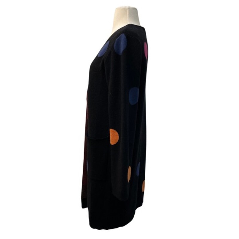 Venario Long Cardigan<br />
Cute Polka-Dots<br />
Has Pockets!<br />
Color: Black, Blue, Hot Pink, and Orange<br />
Size: Small
