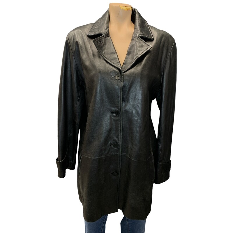 Danier Leather Coat S14, Black, Size: XL