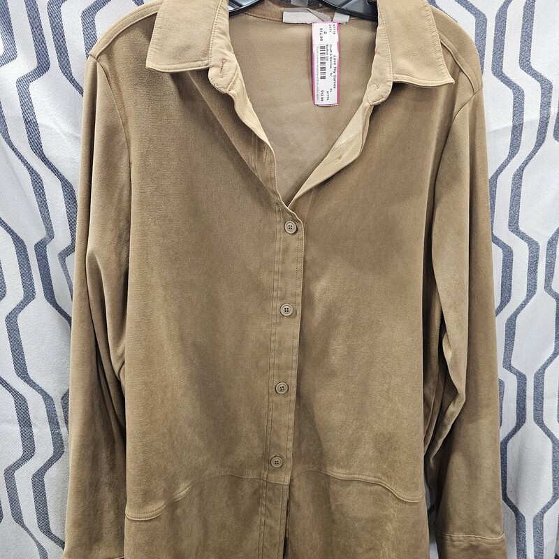 Brown long sleeve button up top that can be dressed up or down.